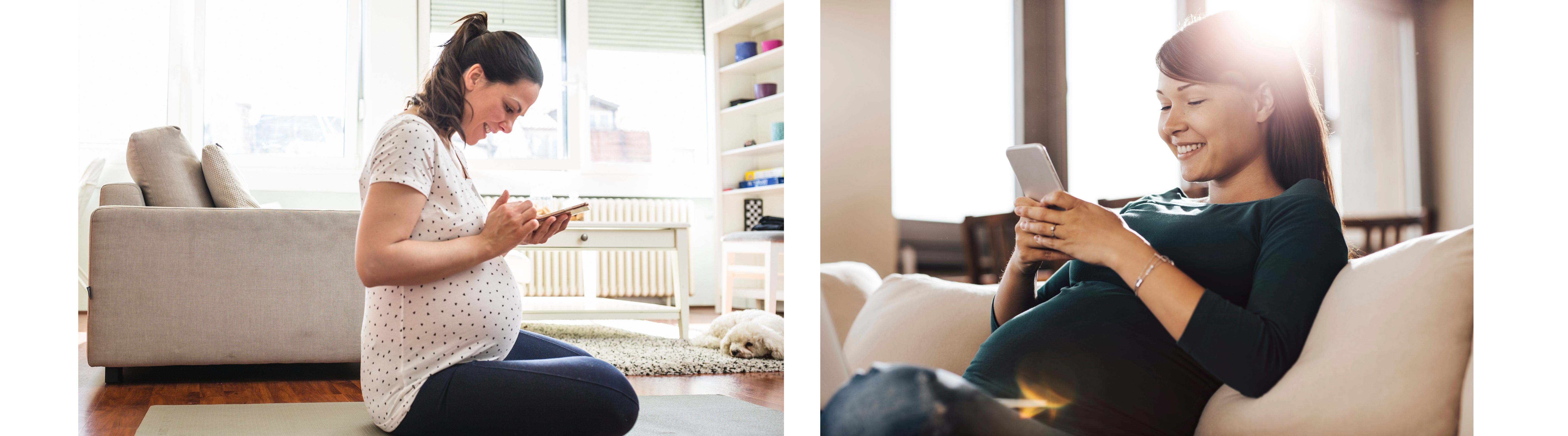 Pregnant women on phone